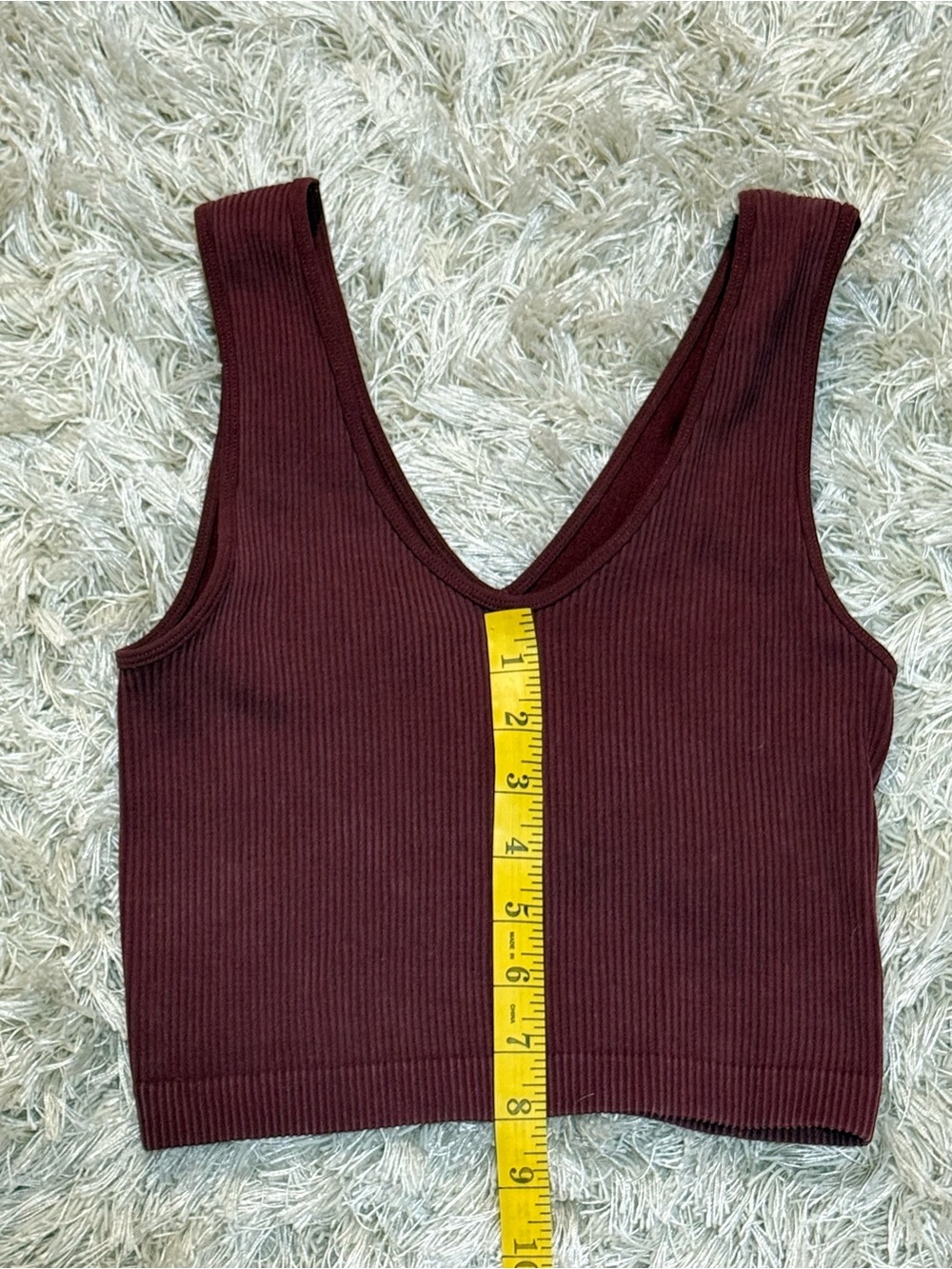 Free People Ribbed Seamless Crop Tank Burgundy Wine Brami Top XS/S - Picture 8 of 9